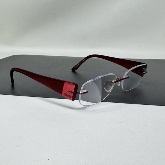 Post On Rimless Frame Silhouette | Accessories | Silhouette 7599 4 6054 Titanium Red Rimless ...